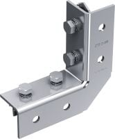 Ligador angular pré-montado MT-C-LL2 FL Ligador alongado de ângulo reto com porca e parafuso Fast-Lock pré-montados para instalar estruturas de calhas de instalação