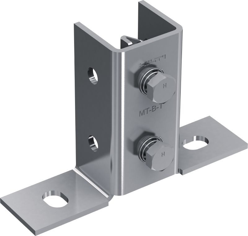 Placa base para cargas ligeiras pré-montada MT-B-T FL Base de união com porca e parafuso Fast-Lock pré-montados para ancoragem de estruturas ligeiras de calhas de instalação a betão ou a aço